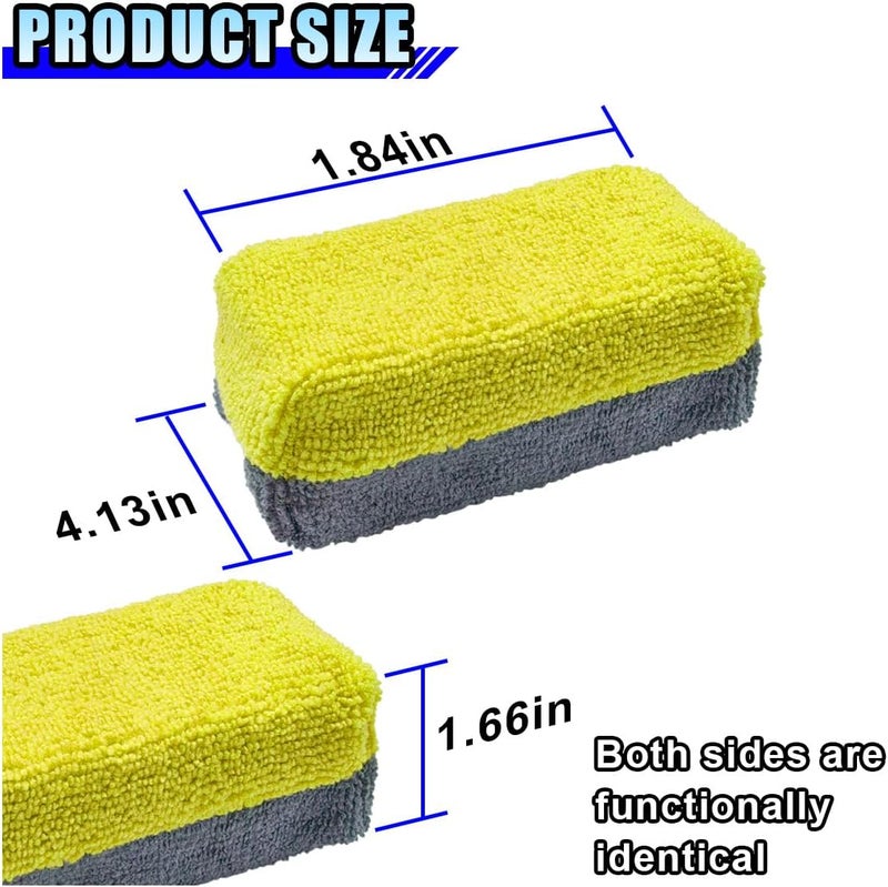 LHDOS 12PCS Ceramic Coating Applicator Sponge, 4.13'' x 1.84'' Microfiber Car Detailing Applicator Pads, Rectangular Car Foam Cleaning Pad, Auto Polishing Pad for Wax, Paint, Sealant (Yellow) - Image 2